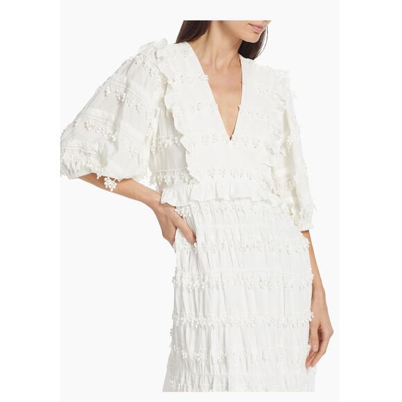 FARM RIO TIERED PUFFED-SLEEVE MIDI-DRESS - Picture 4 of 6